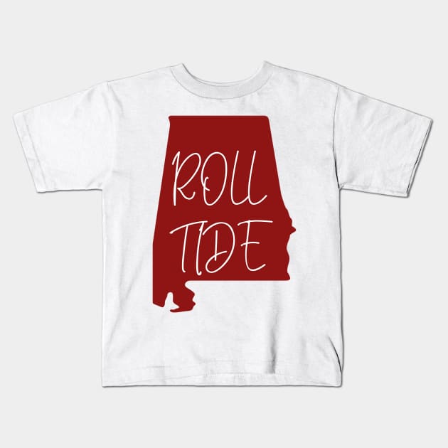 Alabama Roll Tide Red Kids T-Shirt by MaryMerch